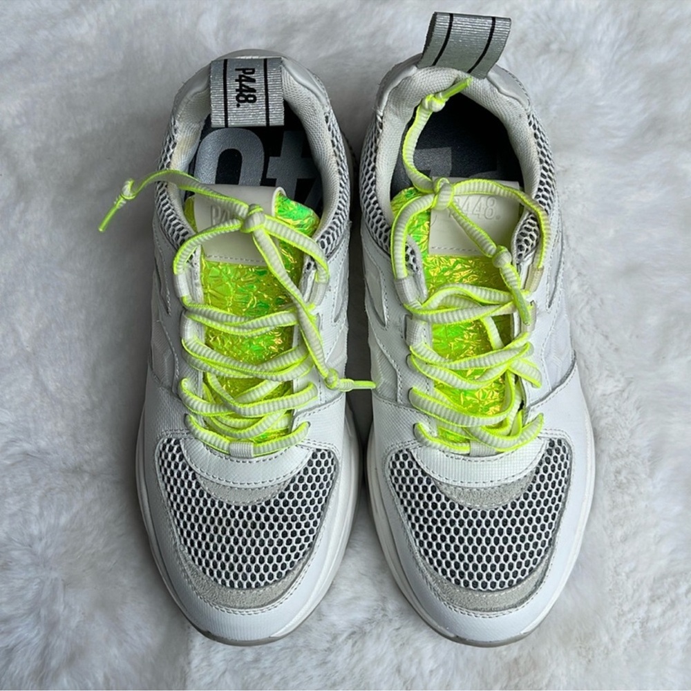P448 Luke women’s white and Neon Green Sneakers
